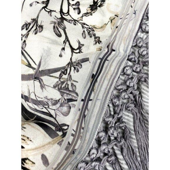 Style‎ & Co Blouse Top Large Grey White Scarf-Neck - Picture 4 of 10